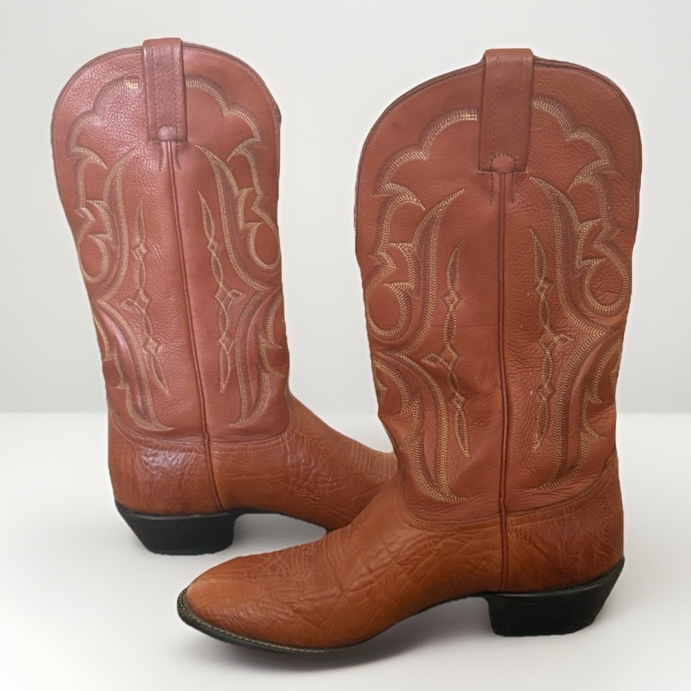 Nocona Men's 8.5 EE (Wide) Brown Leather Western Cowboy Boots